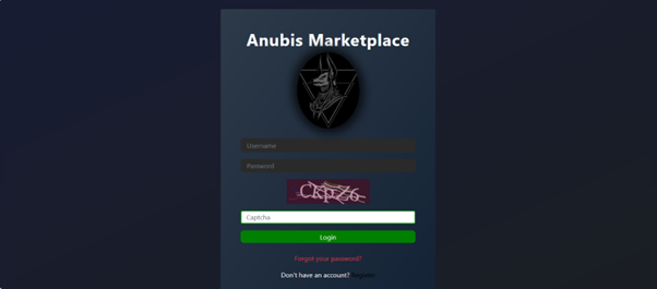 Anubis Market 2FA login screen showing two-factor authentication